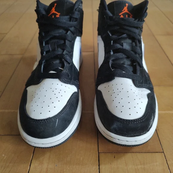 Nike Air Jordan 1 Mid Black and White with Racer Blue Accents - Picture 9 of 13